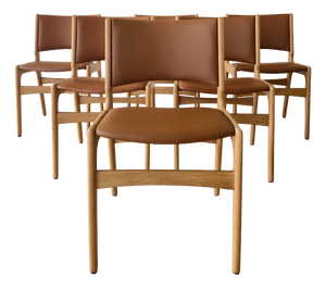 Model OD89 Dining Chairs in Oak and Italian Cognac Leatherby Erik Buch, Denmark, 1960s, Set of 8