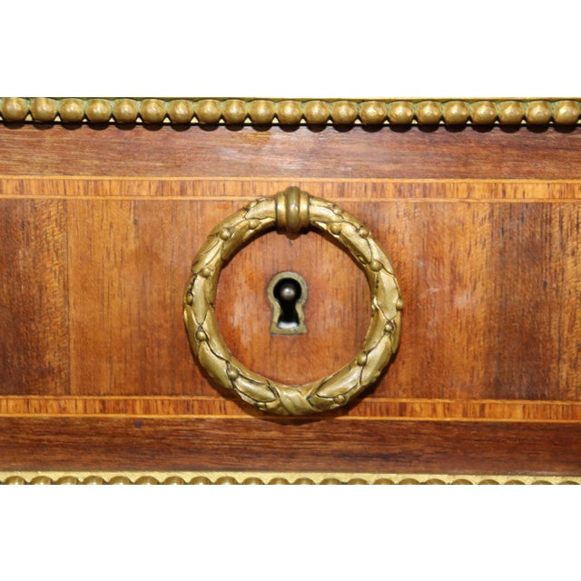 Brown Monumental Satinwood Inlaid Kingwood Marble Top Sideboard Signed Maison Krieger For Sale - Image 8 of 12