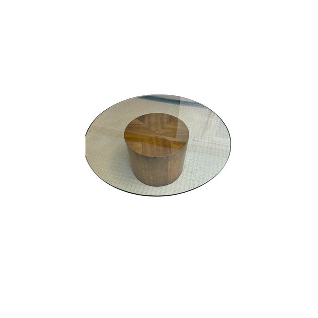 Wood Vintage Henredon Mid-Century Modern Drum Coffee Table | Sculptural Walnut & Oak Pedestal | Starburst Parquetry | Harvey Probber Style For Sale - Image 7 of 8