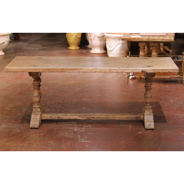 French 19th Century French Bleached Oak Single-Plank Refectory Table With Baluster Legs For Sale - Image 3 of 9