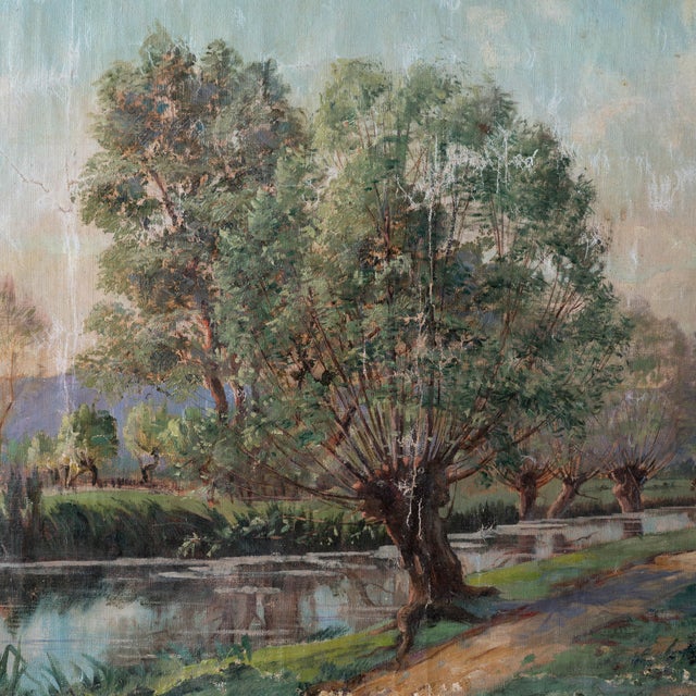 Textile Continental River Landscape, 19th Century For Sale - Image 7 of 15