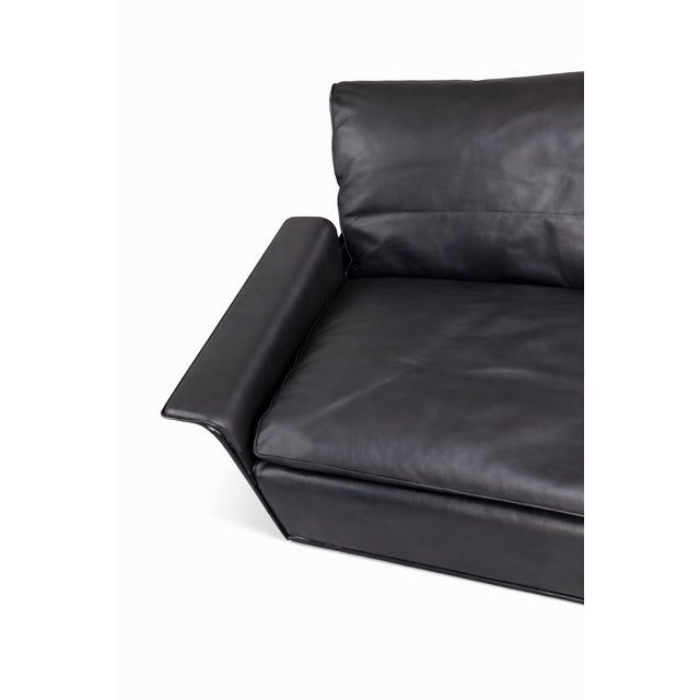 Mid-Century Modern Sofa in Black Leather by Dieter Rams for Vitsoe, 1970s For Sale - Image 3 of 4