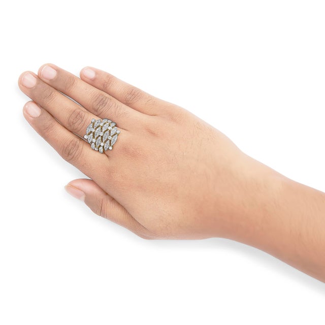 14K Yellow Gold 1.0 Cttw Diamond Geometric Stacked Open Cocktail Ring (I-J Color, I1-I2 Clarity) - Ring Size 8 For Sale In New York - Image 6 of 7