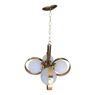Vintage Mid Century Gold Chandelier For Sale