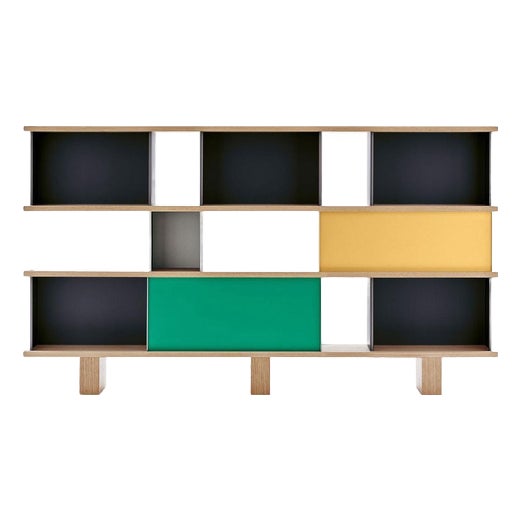 Nuage Shelving Unit in Wood and Aluminium by Charlotte Perriand for Cassina For Sale