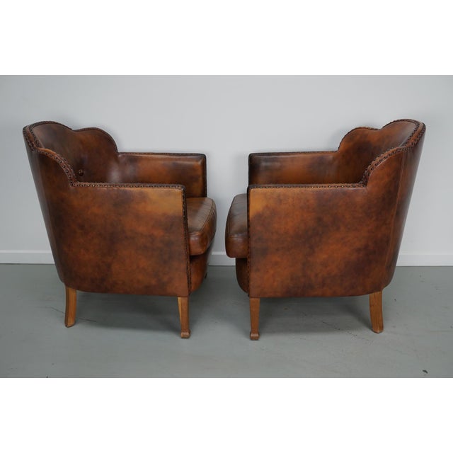 Vintage Dutch Cognac Colored Leather Club Chairs, 1970s, Set of 2 For Sale - Image 13 of 18