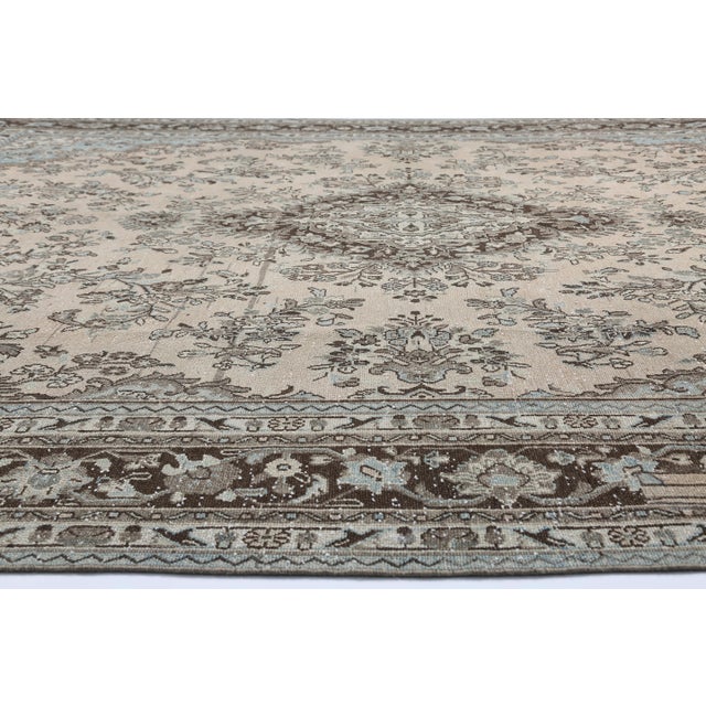 Mid 20th Century Handwoven With Intricate Floral and Geometric Motif - Ideal for Living Rooms Studies or Curated Interiors -9' 10'' X 13' For Sale - Image 4 of 13