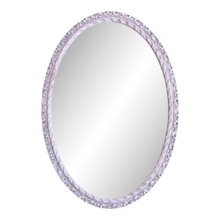 Large Mid 20th Century European Hand Painted Oval Wall Mirror For Sale