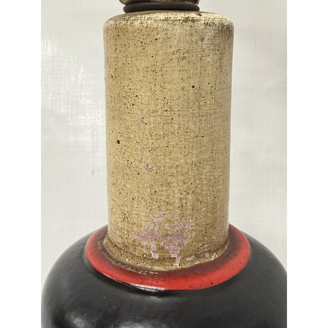 1960s Red Black & Gilt Ceramic Table Lamps, American Modern - a Pair For Sale - Image 18 of 18