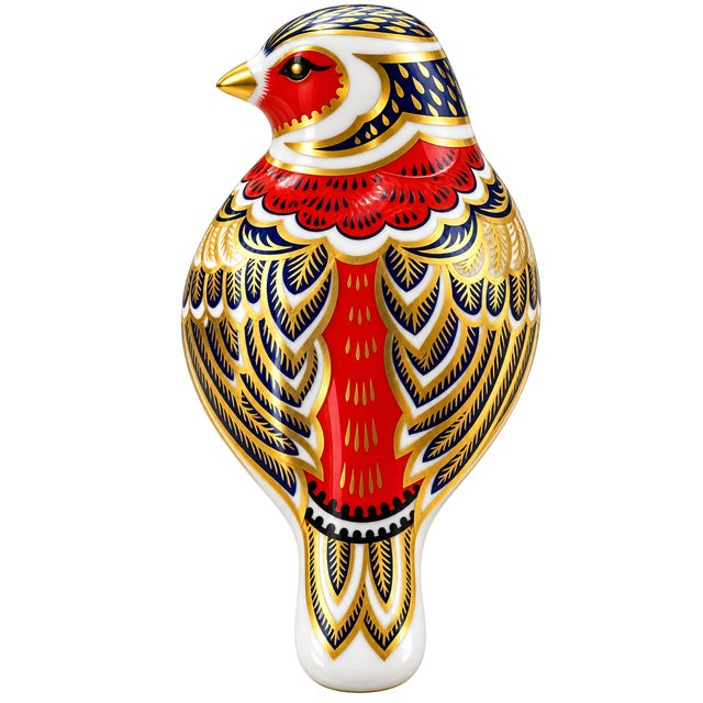 1990s 1994 Royal Crown Derby Imari Pheasant Bird Bone China Paperweight With Gold Stopper For Sale - Image 5 of 5