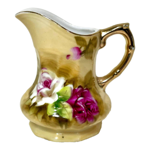 Vintage Heritage Rose Porcelain Creamer Pitcher With Gold Trim