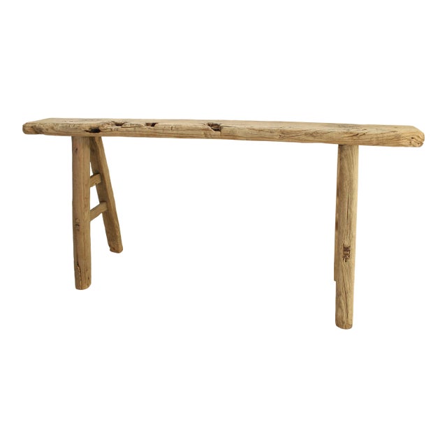 43" Antique Wabi Sabi Reclaimed Rustic School Bench For Sale