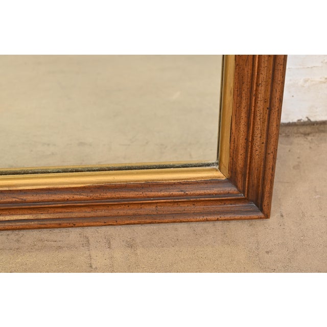 Wood Henredon French Regency Louis XVI Carved Walnut and Gold Gilt Tall Wall Mirrors, Circa 1960s For Sale - Image 7 of 9