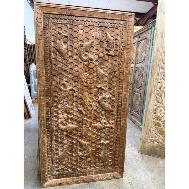 Bring timeless character to your space with this beautifully hand-carved wooden fish panel, featuring an intricate koi...