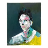 Vintage Boho Original Oil Portrait on Canvas Painting For Sale