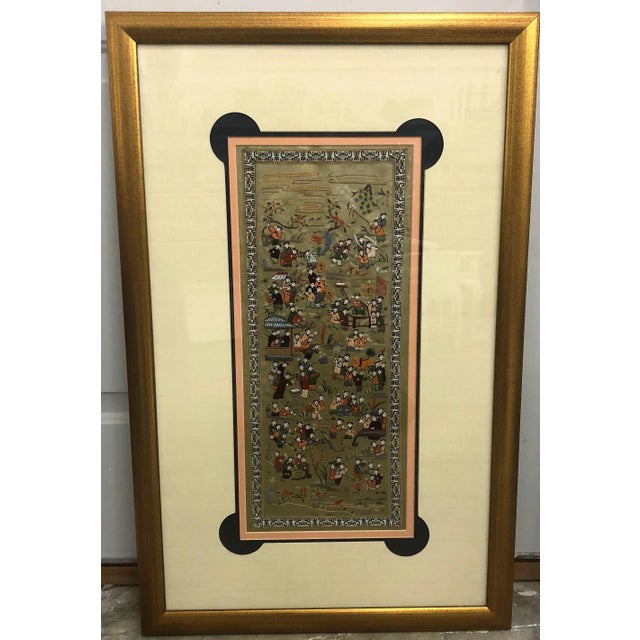Textile Chinese Silk Embroidery "100 Children Playing", Framed For Sale - Image 7 of 7