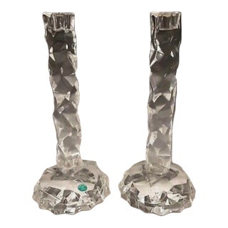 Pair of Tiffany Faux Rock Crystal Candlesticks by Van Day Truex, 20th Century For Sale