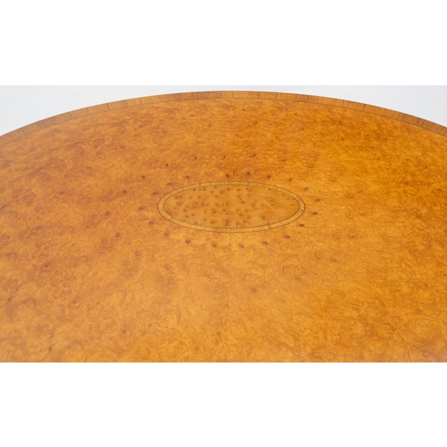 Oval Light Burl Wood Banded Inlayed Federal Style Center Coffee Table For Sale - Image 9 of 10