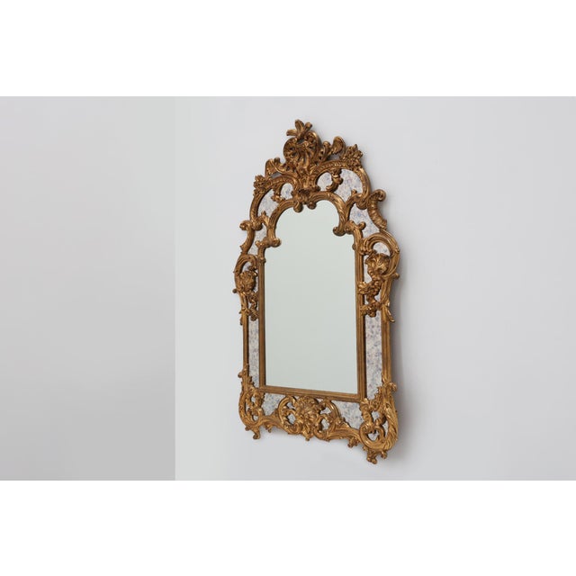 Rococo Rococo Style Gilt Mirror with Marbled Glass Border from Deknudt, Belgium, 1974 For Sale - Image 3 of 16