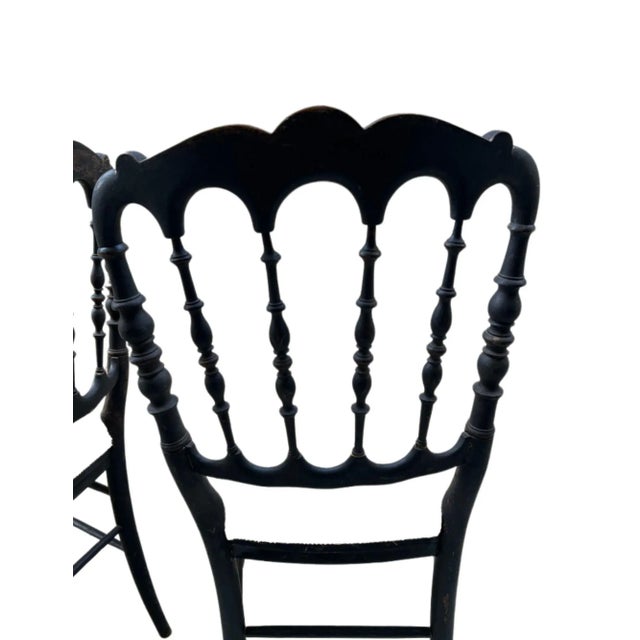1850s French, Ebonized Wood Chiavari Chairs With Gold Velvet Seats - A Pair For Sale In Los Angeles - Image 6 of 12
