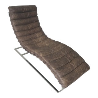 Restoration Hardware Oviedo Leather Chaise Lounge For Sale