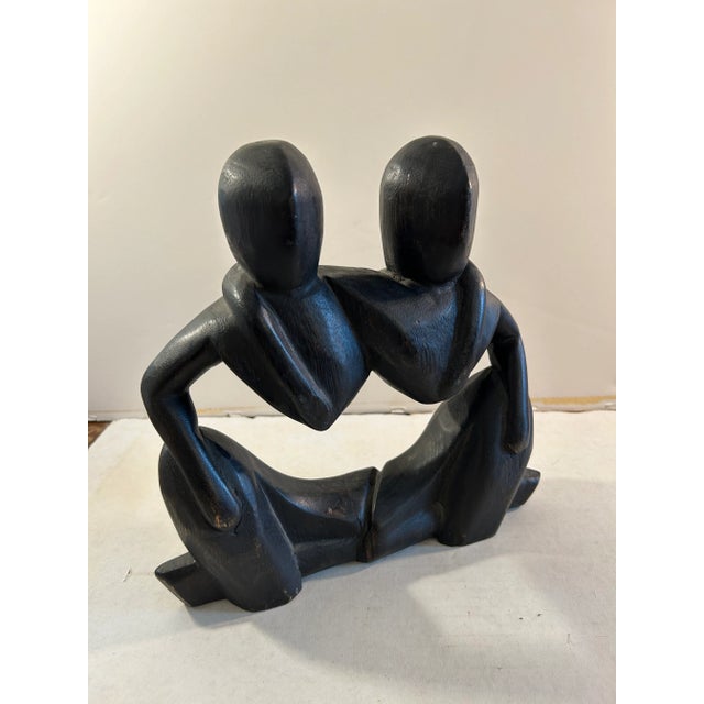 Abstract 1970s Abstract Hand Carved Wood Sculpture Signed For Sale - Image 3 of 10