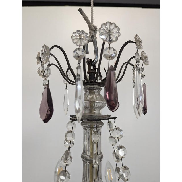 Crystal Chandelier with Bronze Frame and Baluster Stem For Sale - Image 3 of 7