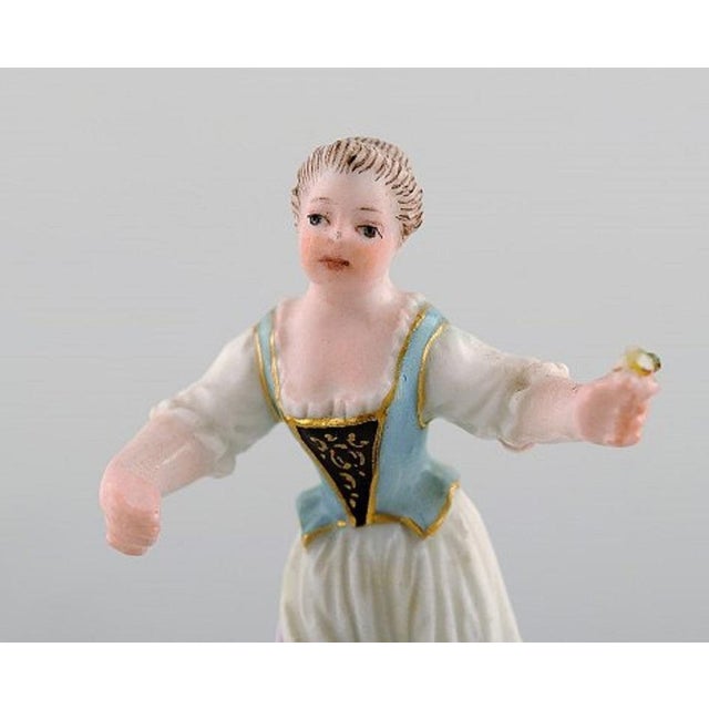 Girl with Flowers Miniature Figure after Johann Joachim Kändler from Meissen For Sale - Image 5 of 8