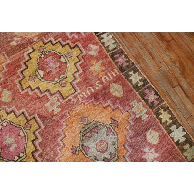 Asian Antique Geometric Vintage Turkish Room Size Rug - 6'10" x 8'10" For Sale - Image 3 of 7