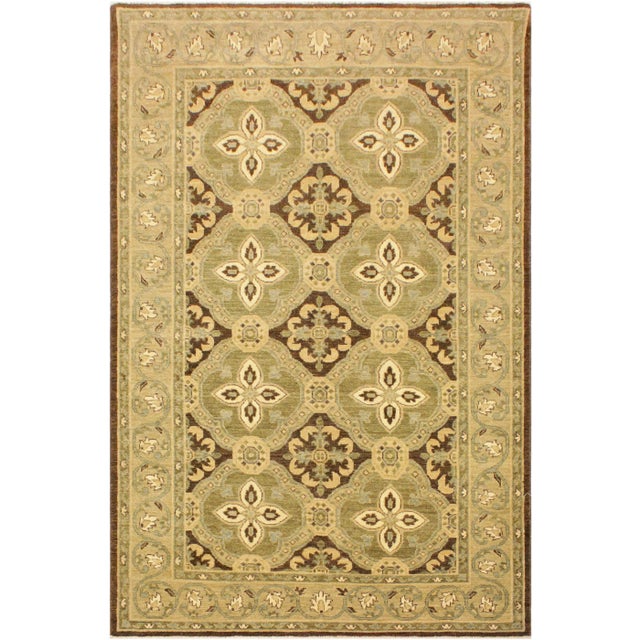 Brown 1990s Boho Chic Kafkaz Brown/Green Hand-Knotted Rug - 4'2 X 6'8 For Sale - Image 8 of 8