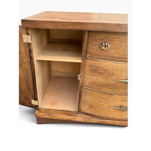 Vintage Stanley Bow-Front MCM Credenza Sideboard, Refinished, 48" For Sale In Buffalo - Image 6 of 14
