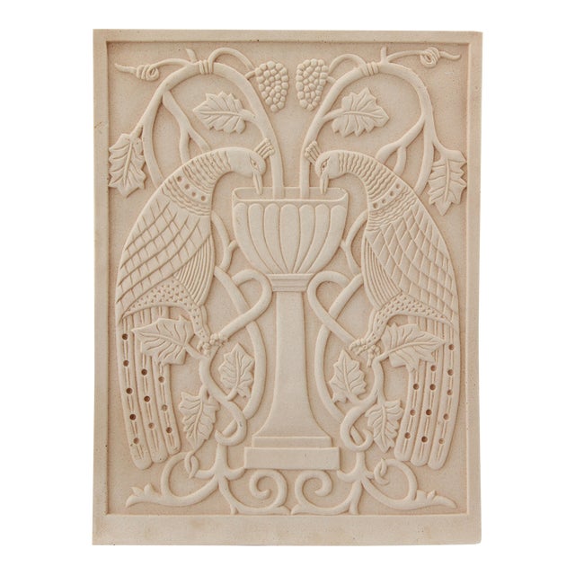 Sculpturally Carved Art Nouveau Wall Relief/ Peacock Birds For Sale