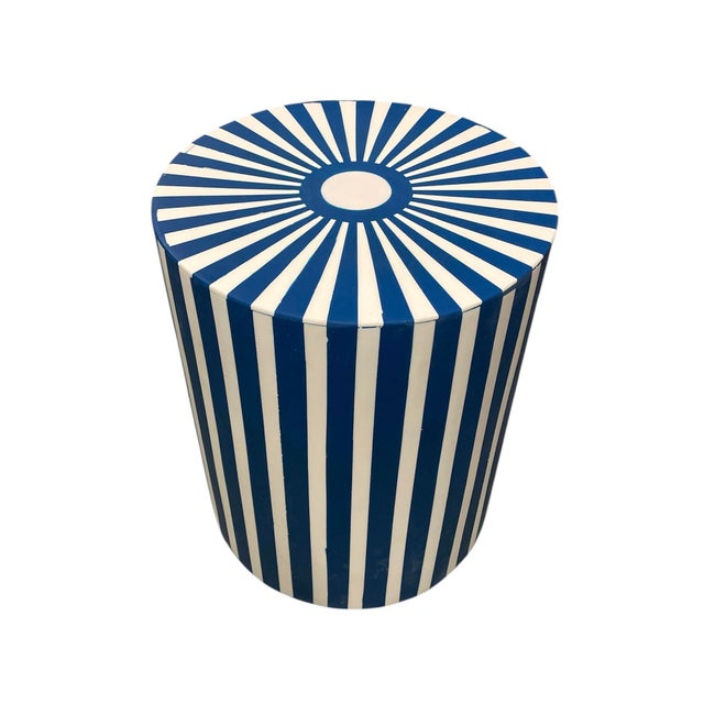 2020s Modernist Moroccan Inlay Style Striped Resin Pedestal Table For Sale - Image 5 of 9