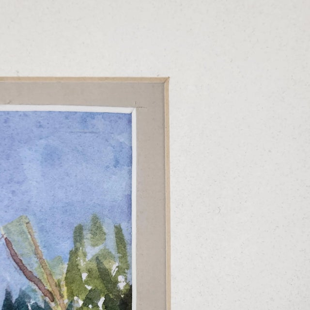 Blue Vintage California Sierra Nevada Landscape Watercolor – Kings Canyon National Park For Sale - Image 8 of 13