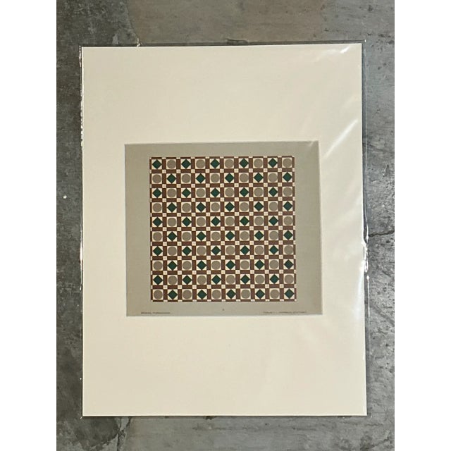 Paper Vintage Geometric Tile Design Serigraph For Sale - Image 7 of 12