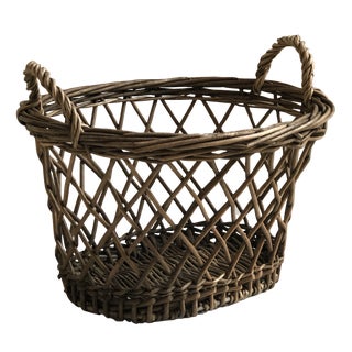 Antique French-Style Open Weave Bakery Basket For Sale