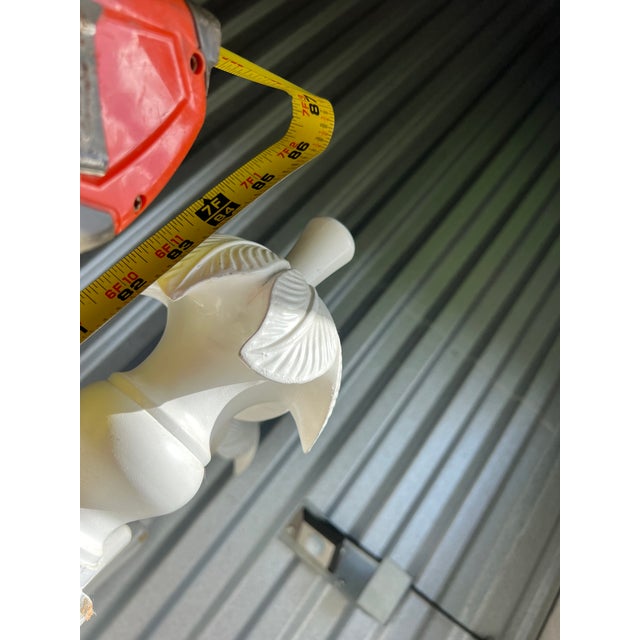 1950s Palm Tree Columned Shelving Wooden Display Carved White Etagere Bookcase For Sale - Image 9 of 10