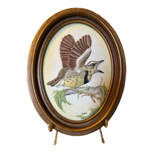1950s Boehm Porcelain Fledgling Wall Art Bas-Relief Oval Frame