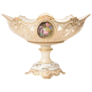 19th Century Old Paris Porcelain Centerpiece, Hand-Painted Florals