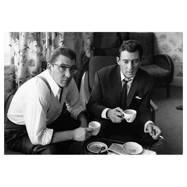 The Krays at Home Brothers Ronnie (r) and Reggie Kray drink tea at home in London after spending 36 hours helping the...