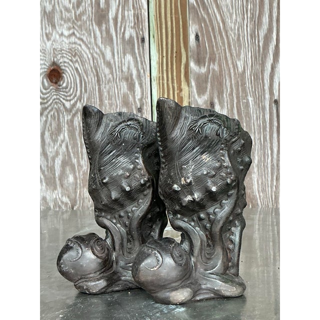 Vintage Coastal Cast Bronze Octopus Vase - A Pair For Sale - Image 9 of 10