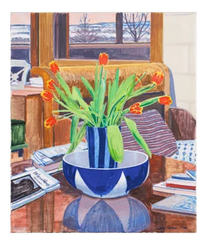 'Red and Yellow Tulips' by Lars Swane, 1986; Modernist Still Life, Copenhagen, France