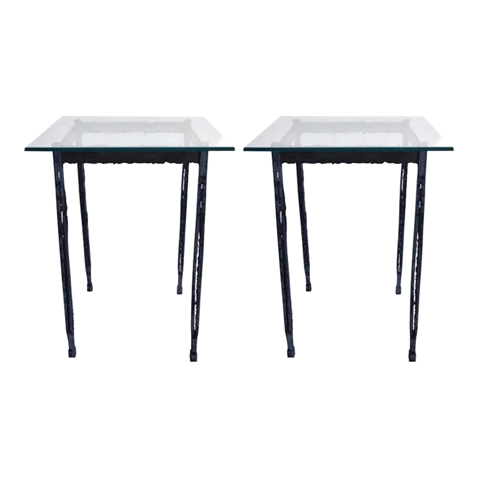 Pair of Brutalist Torch Cut Tall End Tables | Chairish