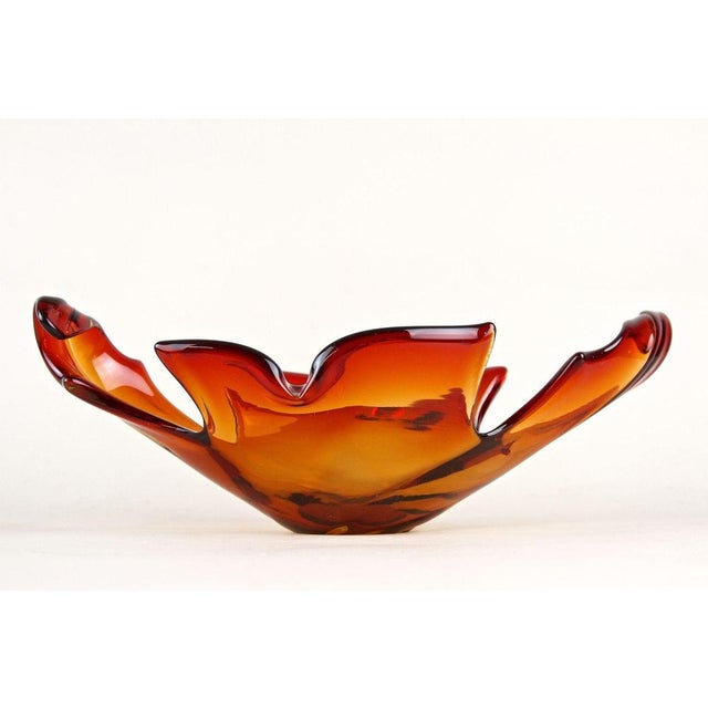 Mid-Century Murano Glass Bowl in Amber, Orange, and Red Tones, Italy, 1960s For Sale - Image 17 of 18