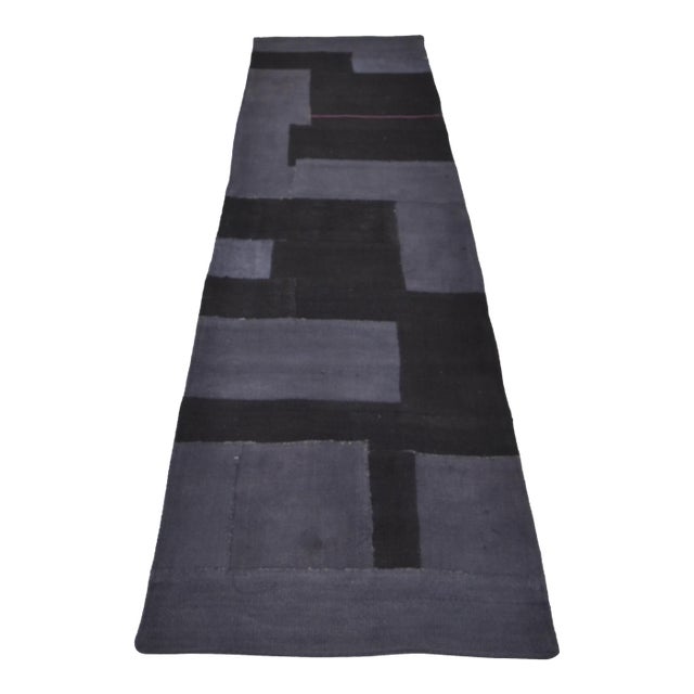 Dark Grey Vintage Hemp Runner For Sale