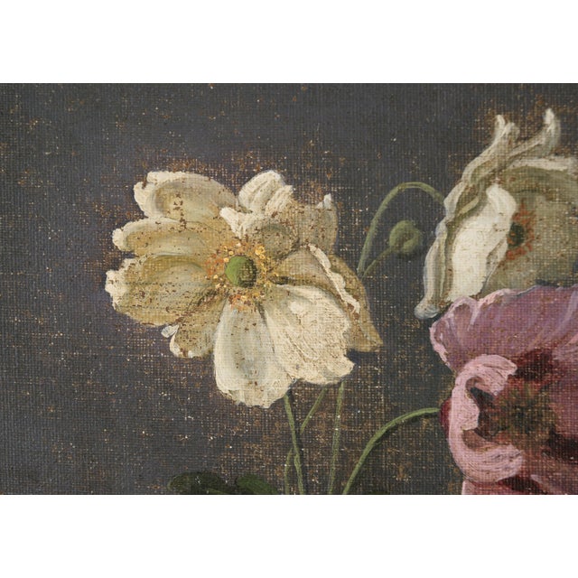 Impressionist Poppy and Anemone Still Life Floral Study in Oil on Linen by Karl Harald Alfred Broge For Sale - Image 3 of 10