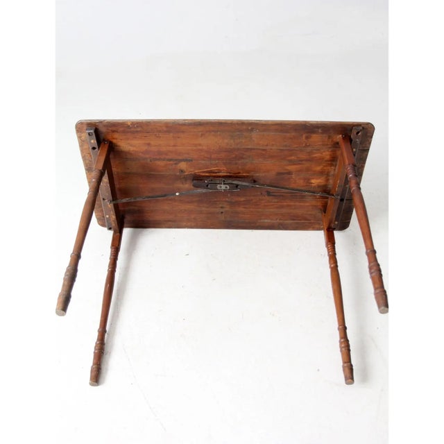 Brown Antique Folding Checkerboard Table With Halsam Checkers For Sale - Image 8 of 17