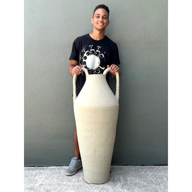 Vintage Large Ceramic Amphora Vase For Sale In West Palm - Image 6 of 12