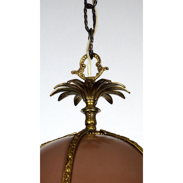 Mid-Century Modern Vintage French Bouilette Brass and Metal Shade Chandelier, 1940s For Sale - Image 3 of 15