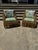 Exceptional pair of Henry Olko style rib cage Bamboo lounge chairs that have been newly reupholstered in Thibaut’s high...